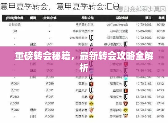重磅转会秘籍,最新转会攻略全解析